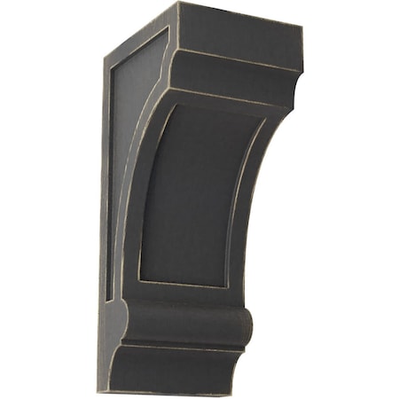 Ekena Millwork 5 1/2"W x 7"D x 14"H Diane Recessed Wood Vintage Decor Corbel, Black CORWD06X07X14DIBL